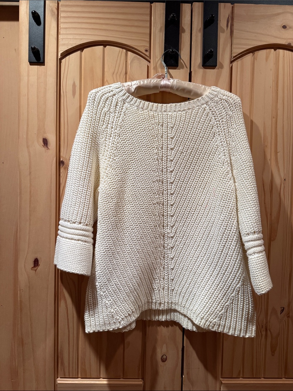 Anthropologie Cream Textured Ribbed Knit Sweater